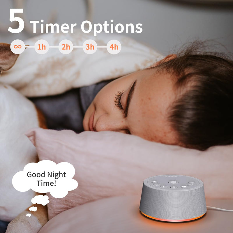 [Australia] - SoundLegend Sleep White Noise Sound Machines 32-Level Volume 30 Sounds 12 Colors Light 5 Timers Adjustable Light Brightness Compact for Everyone Travel Gift Memory Function Grey 