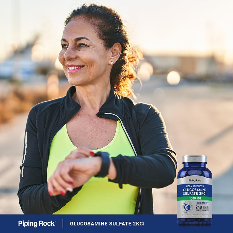 [Australia] - Piping Rock Glucosamine Sulfate 1000mg | 240 Capsules | Mega Strength | Joint Formula | Sodium Free | Non-GMO, Gluten Free Supplement 