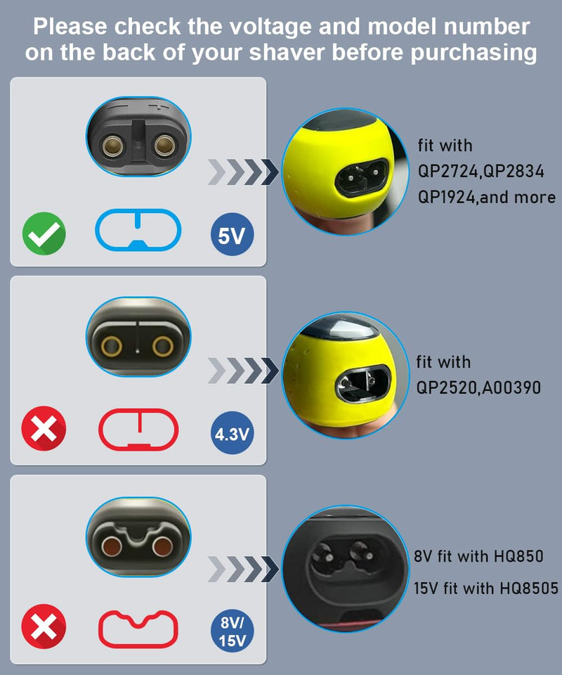 [Australia] - 5V charger for Philips Norelco shaver One Blade 360 QP2734 QP2724 QP2720 QP2834 QP1324 QP4631 MG9510 MG9520 MG5910 MG7910 MG7930 MG7950 power supply adapter with USB charging cable 