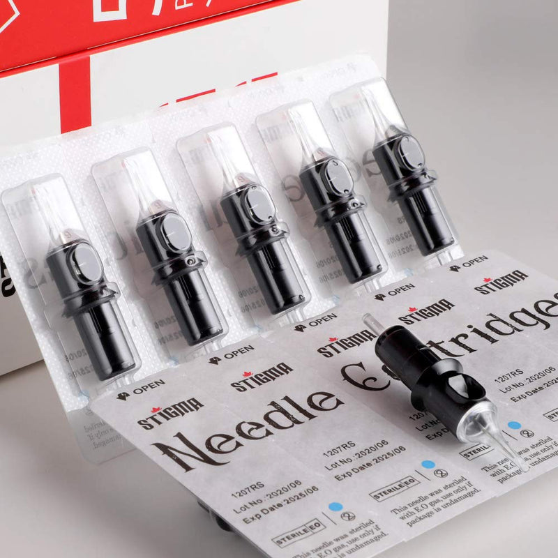 [Australia] - STIGMA #12(7RL) Standard Disposable Tattoo Needle Cartridges with Membrane Safety Cartridges for Tattoo Artists Round Liner 50Pcs Super Value Pack EN05-50-1207RL 1207RL 