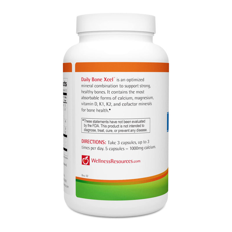 Wellness Resources Daily Bone Xcel - Bone Support and Calcium Supplement with MCHC/MCHA Calcium, Magnesium, Vitamin D3 and K2 |150 Capsules, Sugar-Free, Non-GMO, Gluten-Free, Dairy-Free