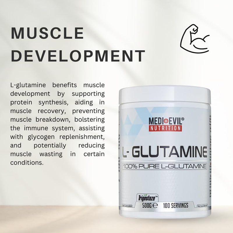 Medi-Evil Nutrition L Glutamine Powder, 500g, Digestive and Immune Support