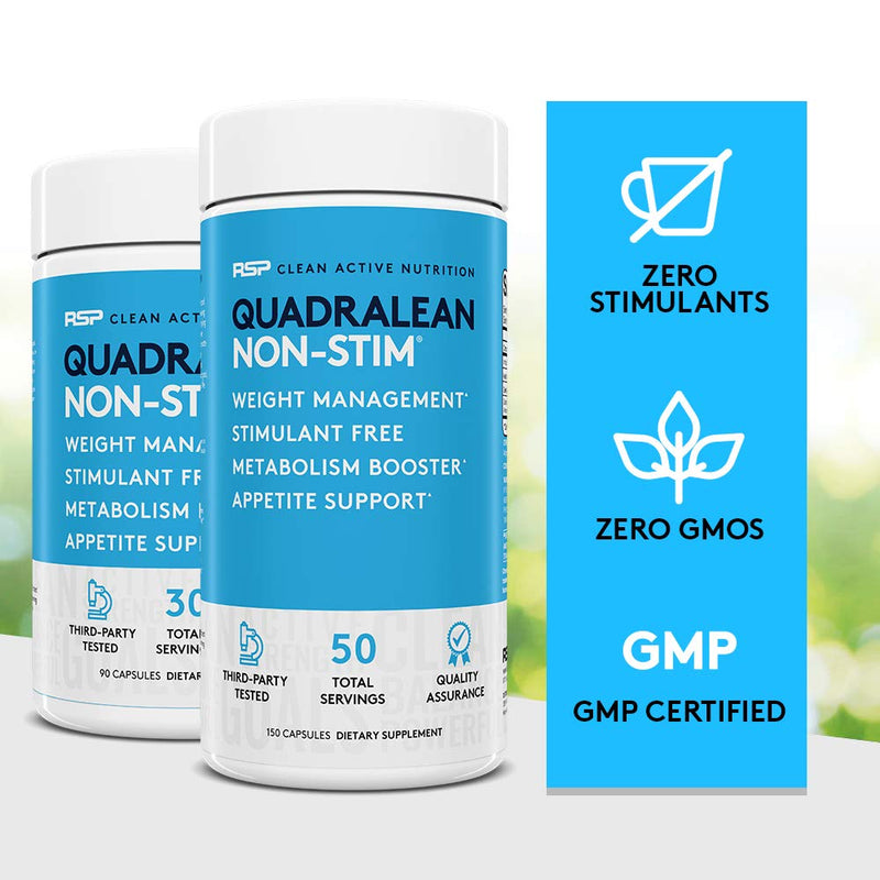 [Australia] - RSP Nutrition QuadraLean - Stimulant Free Weight Management, Metabolism Booster, Energy & Appetite Support - CLA, L-Carnitine, Green Tea Extract, Non-Stim Formula, 50 Serv (Packaging May Vary) 