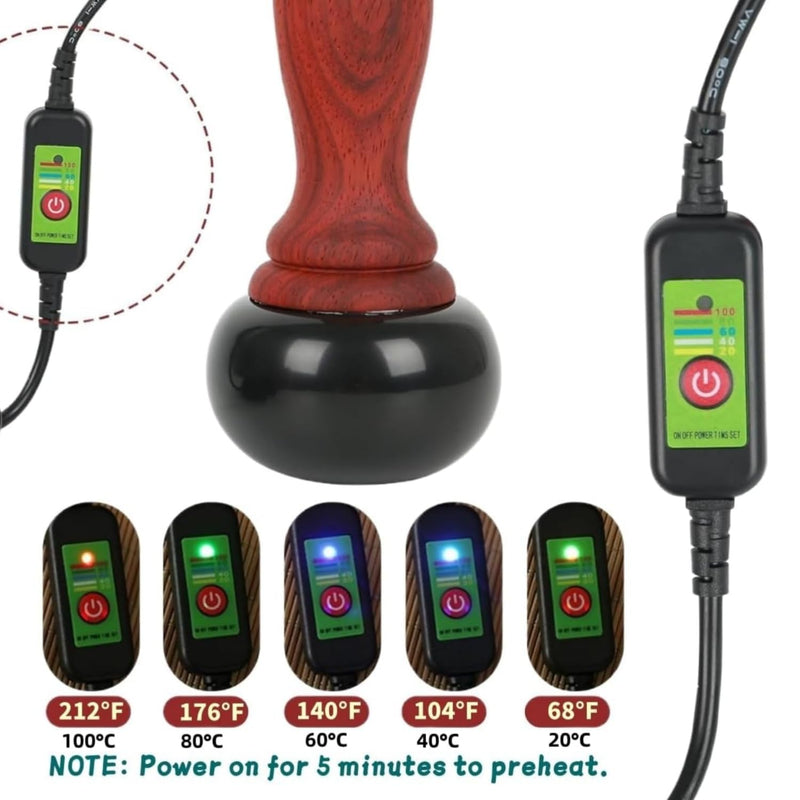 [Australia] - Hot Stones for Massage, Electric Body Massager with Temperature Control, Natural Bian Stone Gua Sha Scraping Massager for Home SPA Relaxation Treatment Pain Relief A 