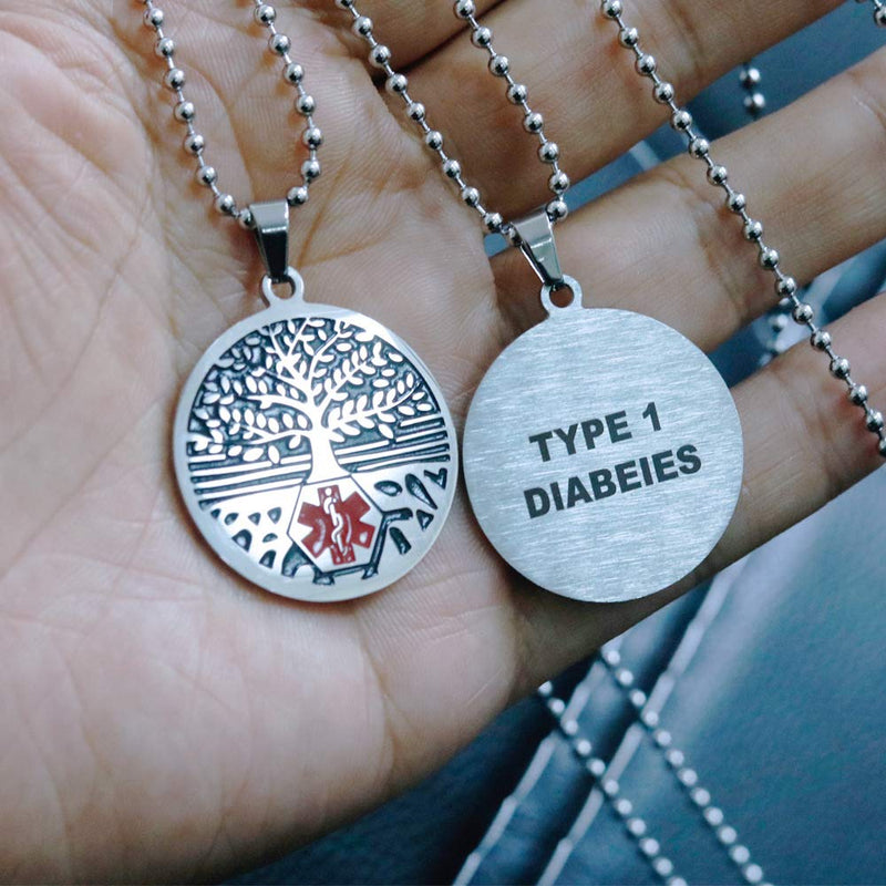 [Australia] - Stainless steel tree of life medical alert ID emergency first aid necklace BLOOD THINNER 