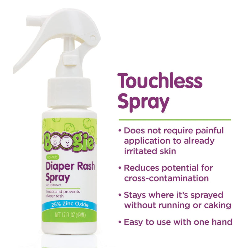 [Australia] - Baby Diaper Rash Cream Spray by Boogie Bottoms, No-Rub Touch Free Application for Sensitive Skin, Over 200 Sprays per Bottle, 1.7 oz, Pack of 3 