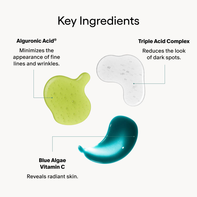 Algenist Blue Algae Vitamin C Dark Spot Correcting Peel - Exfoliating AHA BHA PHA Face Peel to Brighten, Even Skin Tone and Reduce Discoloration - Anti Aging Resurfacing Treatment (1.5 oz)