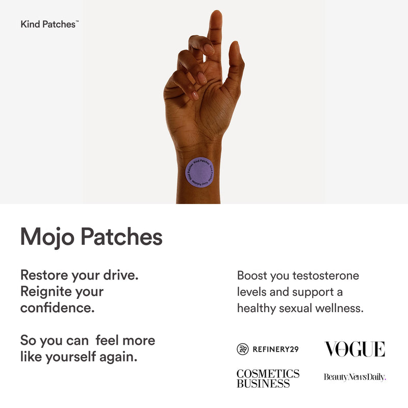 Kind Patches | Mojo Patches | Natural Energy, Daily Vitality & Testosterone Support | Botnical Plant-Based Formula with Tongkat Ali Extract, Zinc & Pomegranate | 90 Vegan Patches, 3 Months Supply 30 Patches (3 Packs)