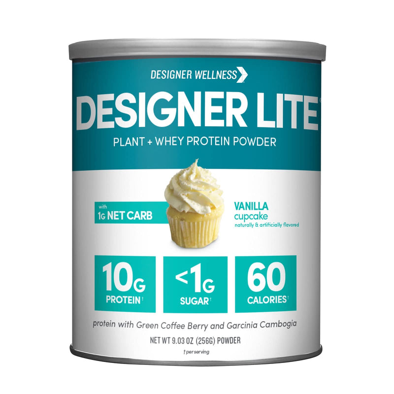 [Australia] - Designer Wellness, Designer Lite, Low Calorie Natural Protein, Prebiotic Fiber, Key Vitamins & Minerals, Vanilla Cupcake, 9.03 Ounces 9.03 Ounce (Pack of 1) 