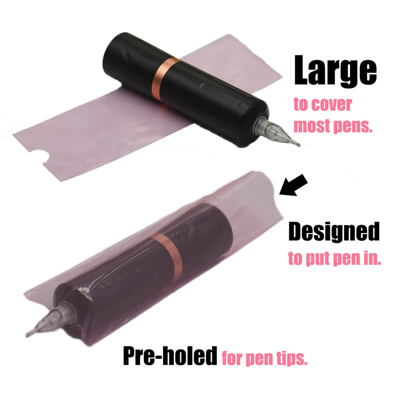 [Australia] - 200 Pink Tattoo Pen Covers & 4 Grip Tapes - Large Tattoo Machine Covers & Tattoo Tape Wrap - Tattoo Supplies 
