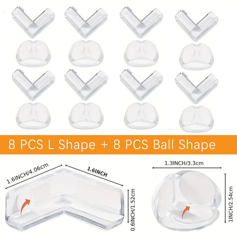 [Australia] - 16 Pcs Corner Protector for Baby, Protectors Guards - Furniture Corner Guard & Edge Safety Bumpers Baby Safety 8*L+8 Ball 