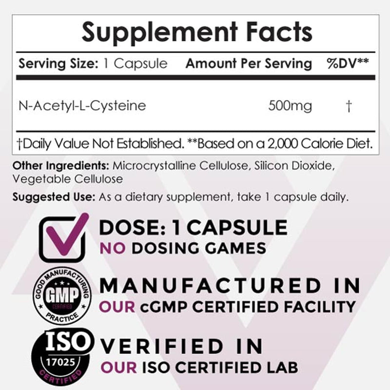 [Australia] - Nootropics Depot N-Acetyl L-Cysteine Capsules | 500mg | NAC | 180 Count | Supports Healthy Liver Function | Cellular Health | Glutathione Levels | Healthy Oxidation Levels 1 Count (Pack of 180) 