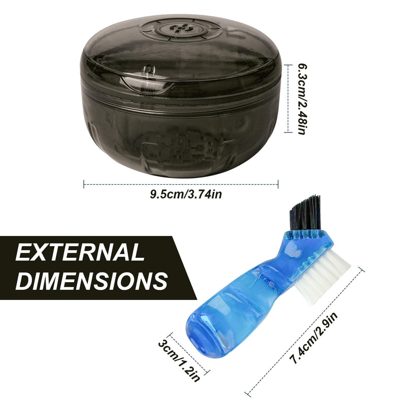 [Australia] - Retainer Cleaning Case,Portable No-Leak Denture Cup Case with Dentures Brush Kit, Travel Retainer Cases with Vent Holes for Clear Aligner,Mouth Guards,Night Guard,Dentures (Black) Black 