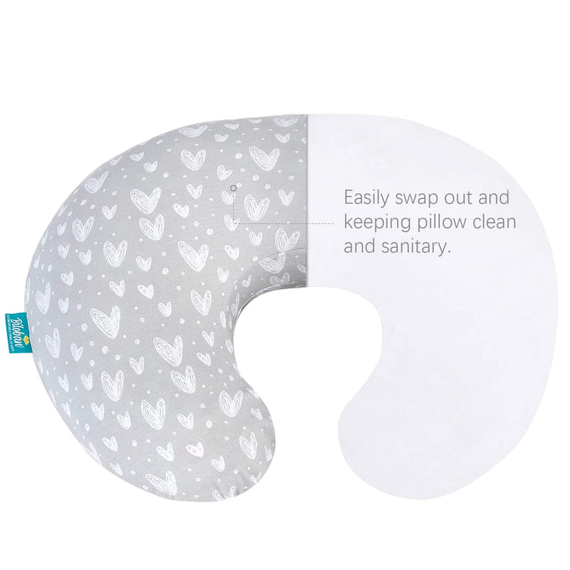 [Australia] - Nursing Pillow Cover 2 Pack Compatible with Boppy Pillow, 100% Jersey Cotton with Large Zipper Super Soft & Breathable & Skin Friendly for Moms/Kids, Grey & White 