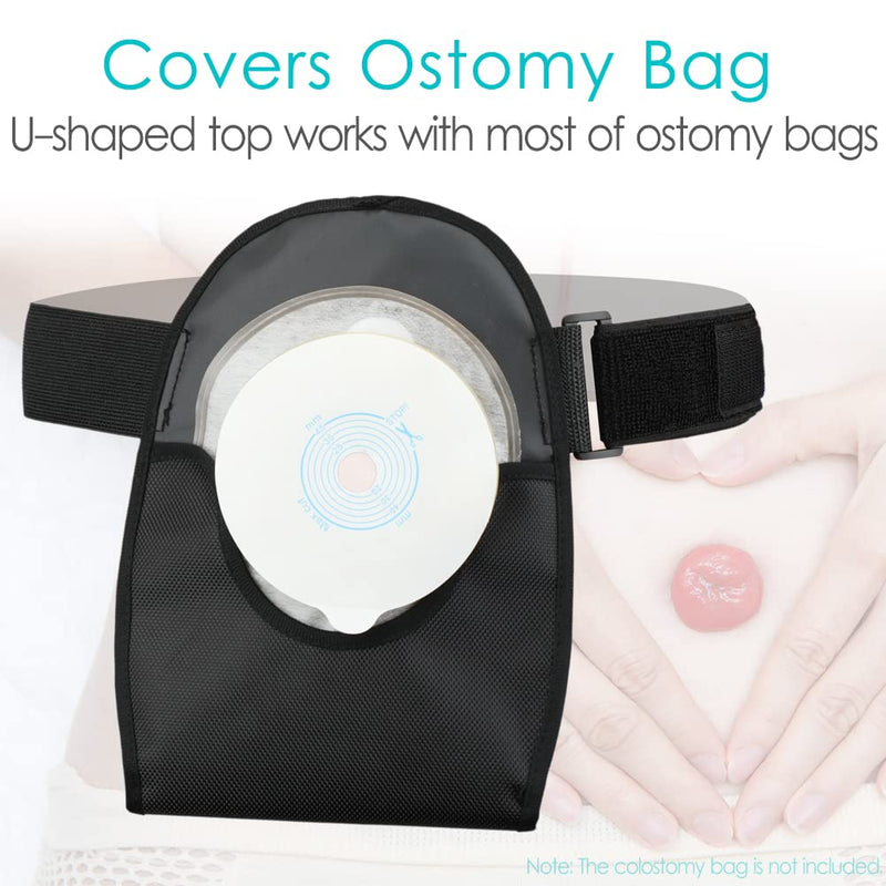 [Australia] - Waterproof Ostomy Bag Cover Belt Soft Colostomy Bag Pouch Covers Washable Stoma Urostomy Ileostomy Leak-proof Odour Masking Black 