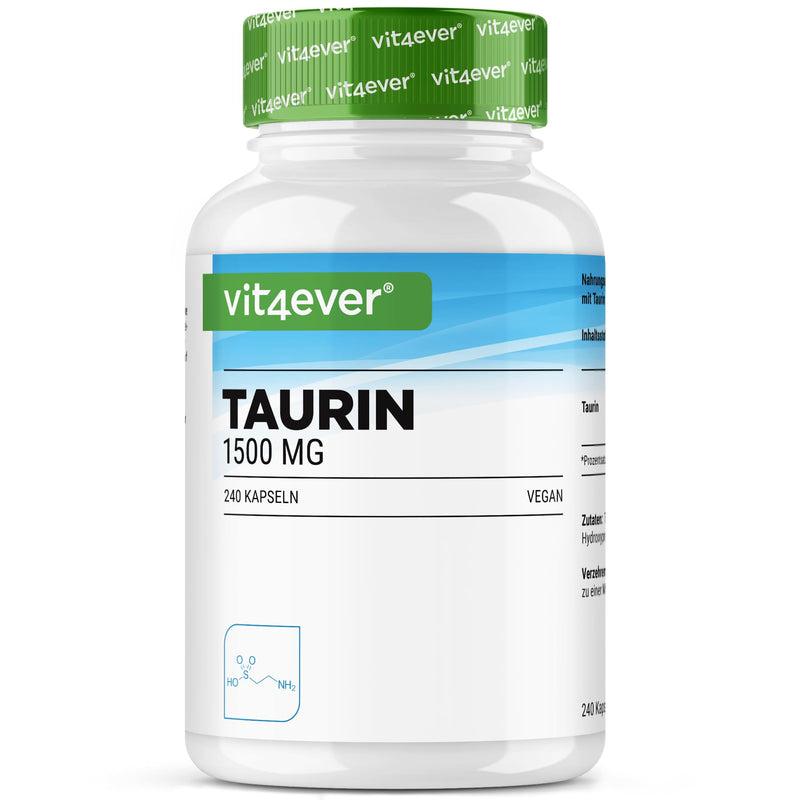 [Australia] - Taurine - 240 capsules - high dose with 1500 mg per daily serving - 99% purity - no additives - vegan 