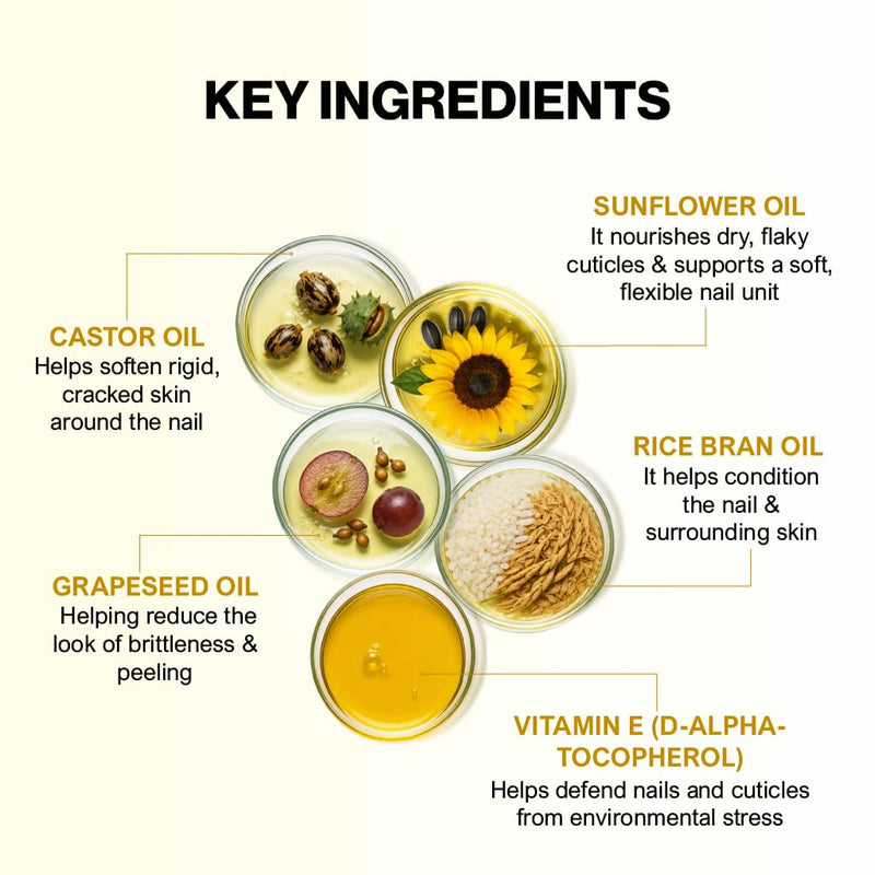 Bee Naturals Nail & Cuticle Oil 0.5 oz - Heals Cracked Nails & Rigid Cuticles, Deep Moisture with Avocado and Castor Oils 0.5 Fl Oz (Pack of 1)