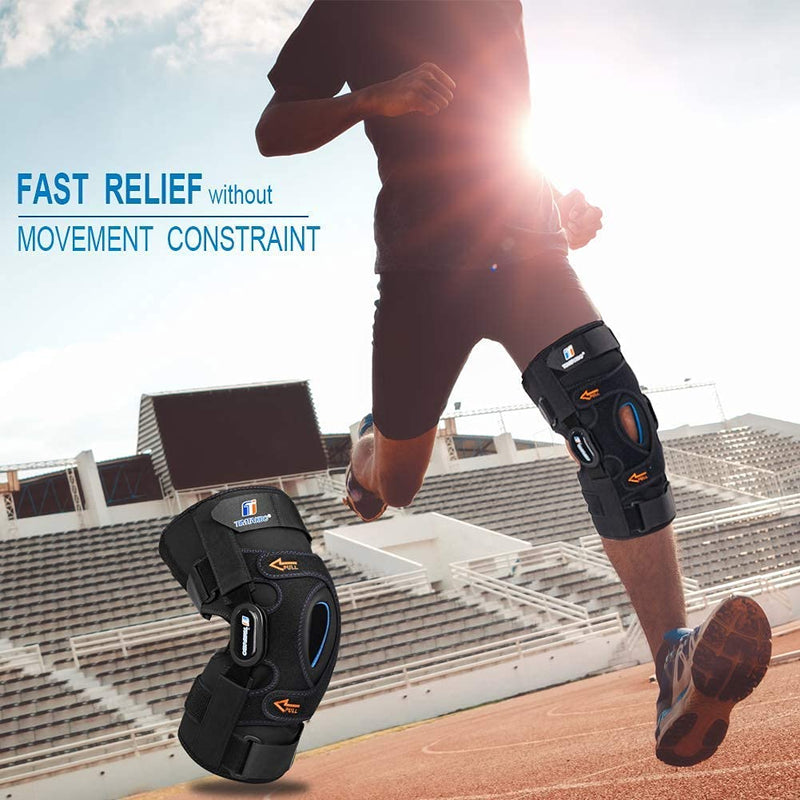 [Australia] - Hinged Knee Brace for Meniscus Tear, Knee Brace for Women and Men with Removable Side Stabilizers and Patella Gel Pad, Knee Support for Knee Pain , ACL, MCL, PCL, Arthritis, Injury or Surgery Recovery Black Large 