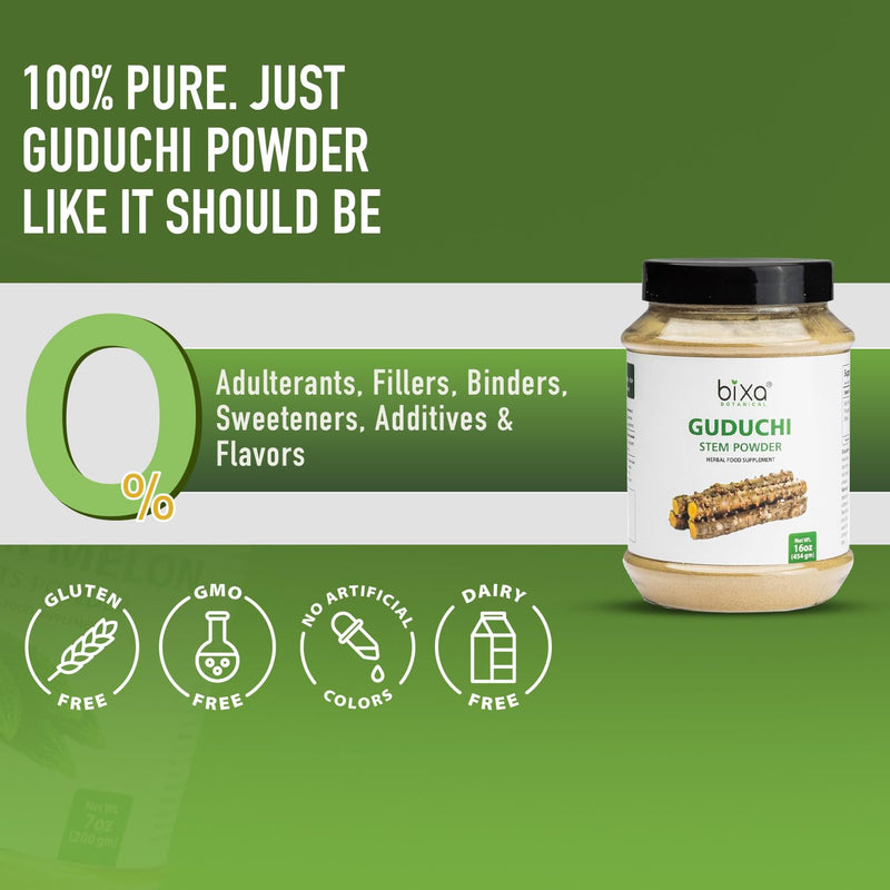 [Australia] - bixa BOTANICAL Guduchi Powder | Giloy | Tinospora Cordifolia | 1 Pound / 16 OZ | Ayurvedic Herbal Supplement for Immunity Support | Gluten Free, Non-GMO, Steam Treated, Vegan, 100% Pure. 16 Ounce (Pack of 1) 