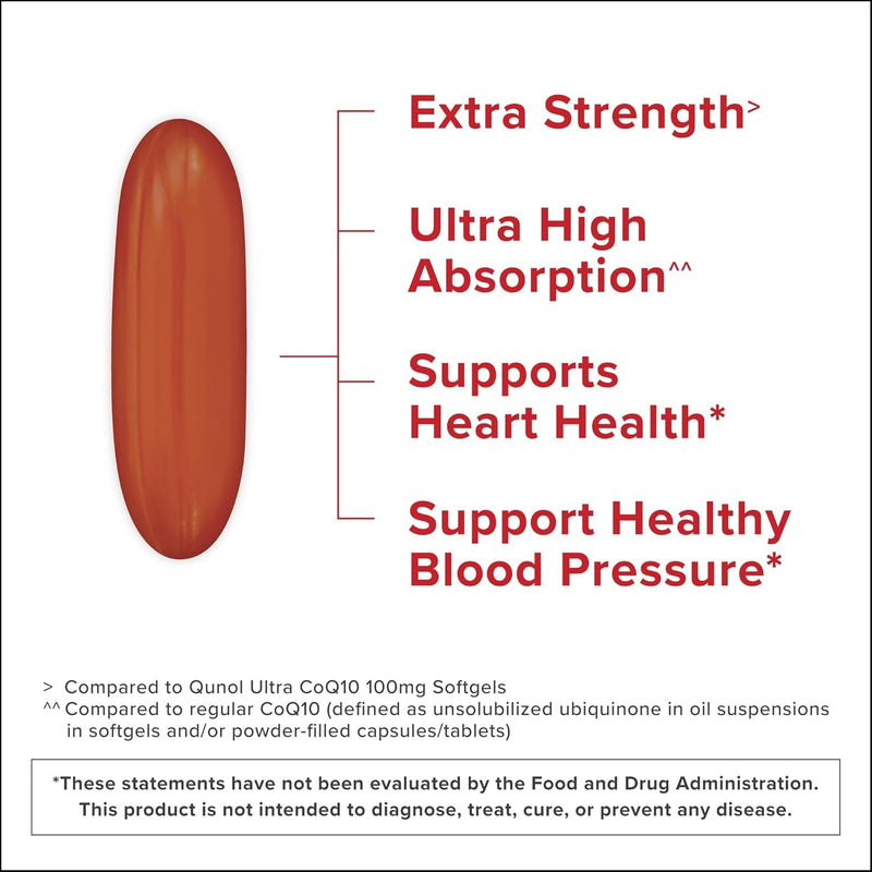 Qunol Ultra CoQ10 200mg, Ultra-High Absorption, Antioxidant, 60 Softgels | #1 Cardiologist Recommended Supplement for Heart Health, Coenzyme Q10 Supplement to support Vascular Health & Cellular Energy Unflavored 60 Count (Pack of 1)