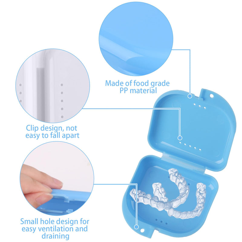 [Australia] - Pack of 2 braces box, denture box, braces box, denture box, tooth splint box, grinder splint box, for braces, sports dental equipment, dentures (blue, white) blue, white 