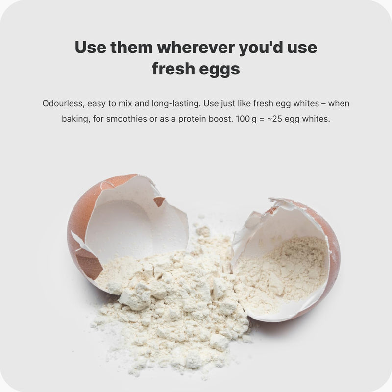 Vilgain Dried Egg Whites Powder - High Protein, Zero Fat Sugar Cholesterol - for Baking, Smoothies, Cooking - 500g, Pasteurised, Unflavoured - Keto & Gluten Free, Paleo Friendly - Egg White Protein