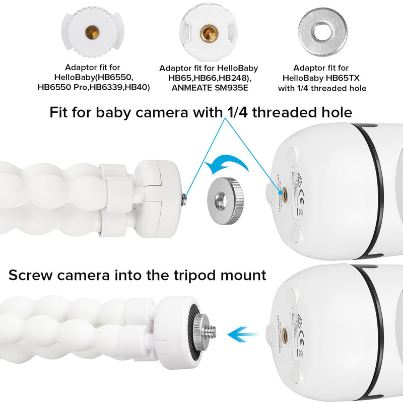 [Australia] - Tripod Baby Monitor Mount for HelloBaby HB65/HB40/HB6550/HB66/HB6339/HB6550 Pro, ANMEATE SM935E, Flexible Baby Camera Mount Attach Your Camera Wherever You Want 
