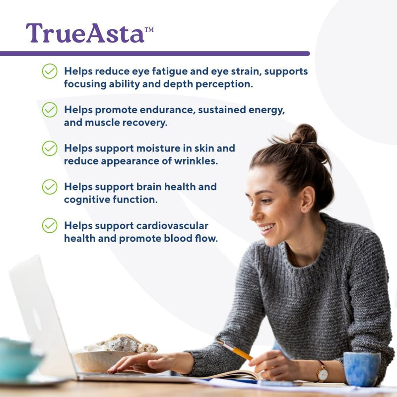 [Australia] - True-Asta AstaReal Natural Astaxanthin Supplements 6mg – Joint Muscle Skin Eye Support (30 Soft Gels) Algae Antioxidants Supplement | Non-GMO, Gluten Free, and BPA Free 1 