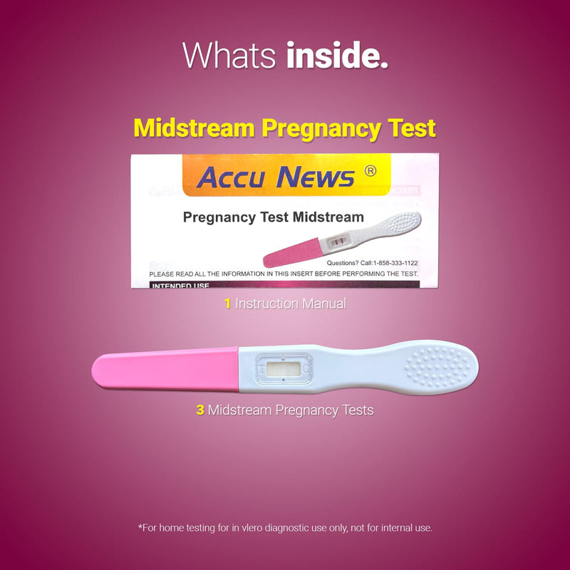 Pregnancy Test Midstream hCG Pregnancy Test Strips Kit, Early Home Detection, Rapid & Easy, Clear Result, Over 99% Accuracy, Individually Wrapped (3 Tests)