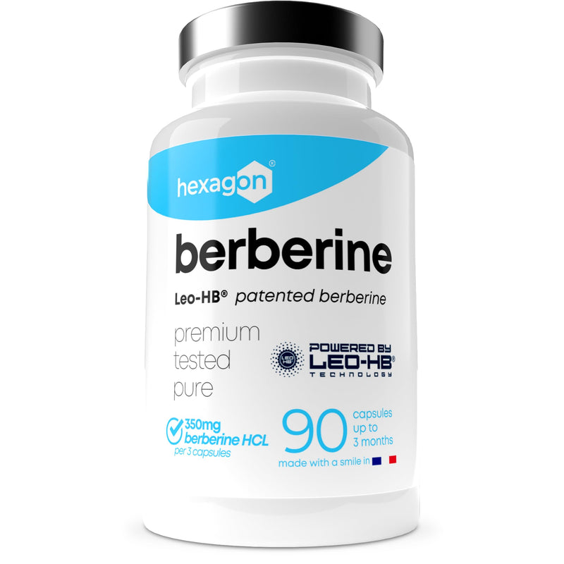 [Australia] - BERBERINE - LEO-HB® Patented, 4x higher bioavailability - Up to 3 months treatment - Berberine HCL - Berberis Aristata - Metabolism & Blood Sugar - Made in France - 90 capsules - Hexagon 