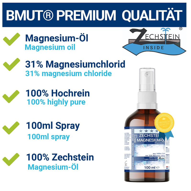 2 x 100 ml Magnesium Oil Spray Bottle - Spray - Highest Quality (31%) | 100% Zechstein | Skin Massage Sports & Muscle | Relaxation