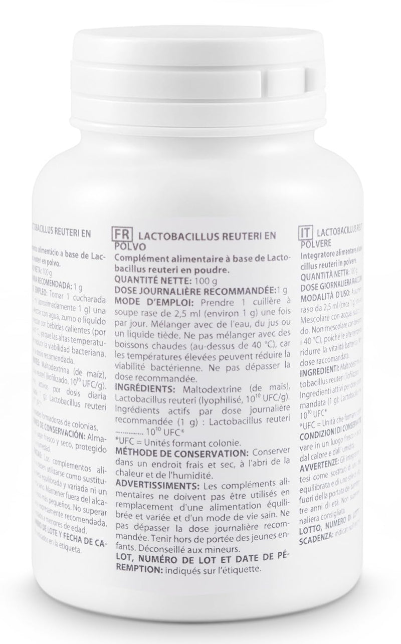 Lactobacillus reuteri Powder 100g | Live Bacterial Cultures Powder | 10 Billion CFU | 100 Daily Servings | Capsule-Free | Food Supplement