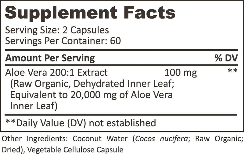 [Australia] - Aloe Vera Supplement | Equivalent to 20,000mg | Made with Organic Ingredients | RAW All Natural | Non-GMO 