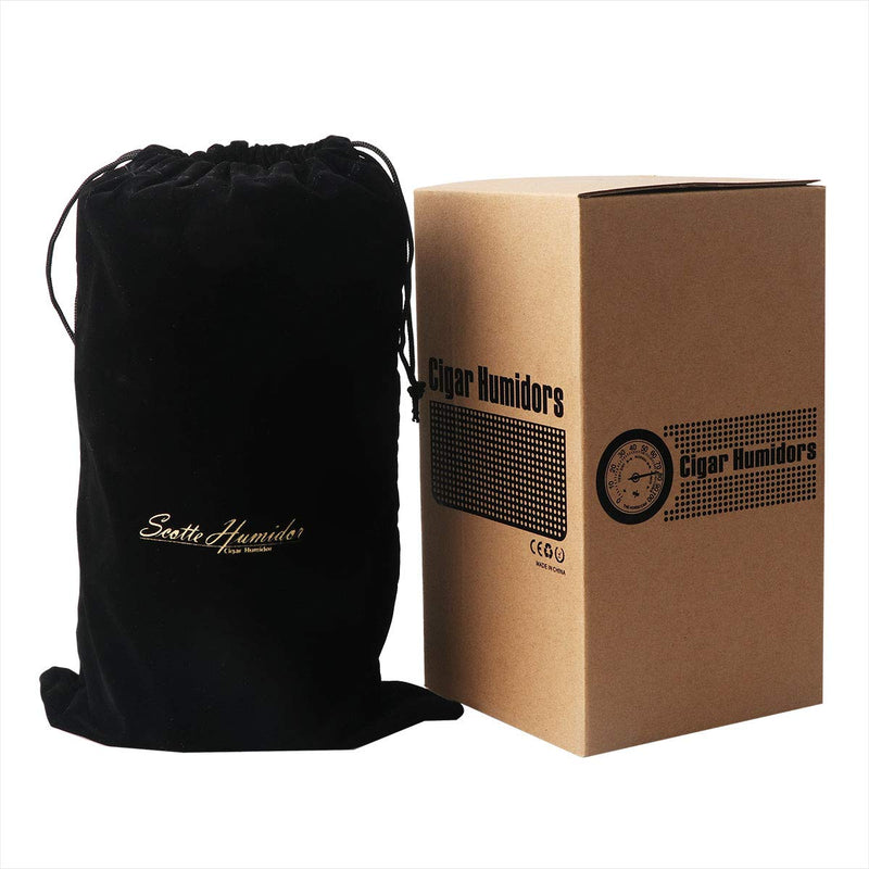 [Australia] - Scotte Cigar humidor case/jar,Leather Cedar Wood Cigar Canister Portable for 12-16 Cigar (Black) Black 