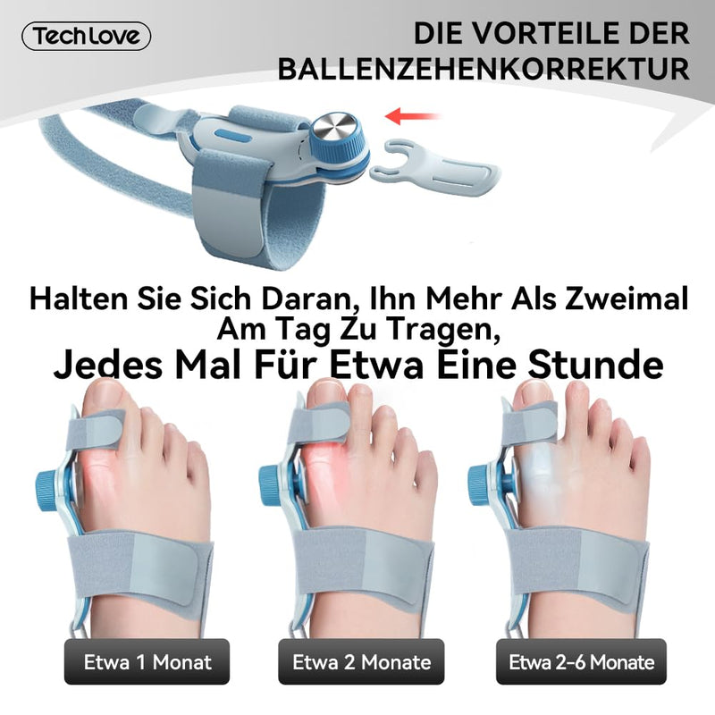 [Australia] - Tech Love Hallux Valgus Correction Fixation Plate Upgrade Hallux Valgus Bunion Toe Corrector with 3 Different Mounting Angles Hallux Valgus Splint for Toes Day and Night Unisex Blue 