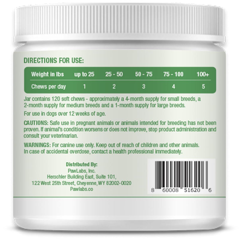 Calming Hemp Chews for Dogs - Relieve Anxiety & Stress - Organic Hemp, Chamomile, Protein Powder, Valerian Root - Natural Calming Aid - Vet Formulated, USA Made - Duck Flavor - 120 Count - PawsPlanet Australia