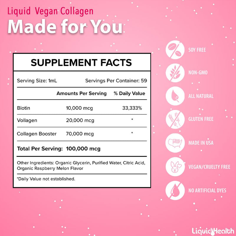 LIQUIDHEALTH Vegan Liquid Collagen Plus Biotin Drops & Complete Multiple Adult Daily Multivitamin Wellness Bundle - Hair & Nail Growth, Skin Health, Immune & Energy Support - USA Made, Vegan, Non-GMO