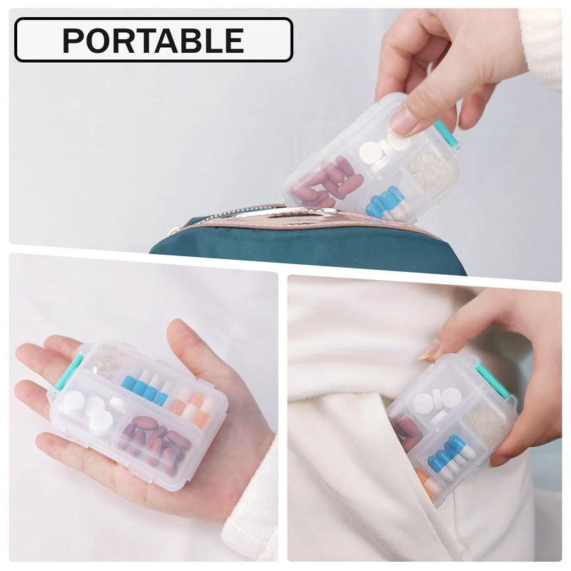 Travel Pill Organizer Portable Pocket Pill Case Small Pill Box for Purse Medicine Organizer Have 10 Compartments Storage Vitamin Fish Oil by INVODA (1PCS White+Lables) 1pcs White