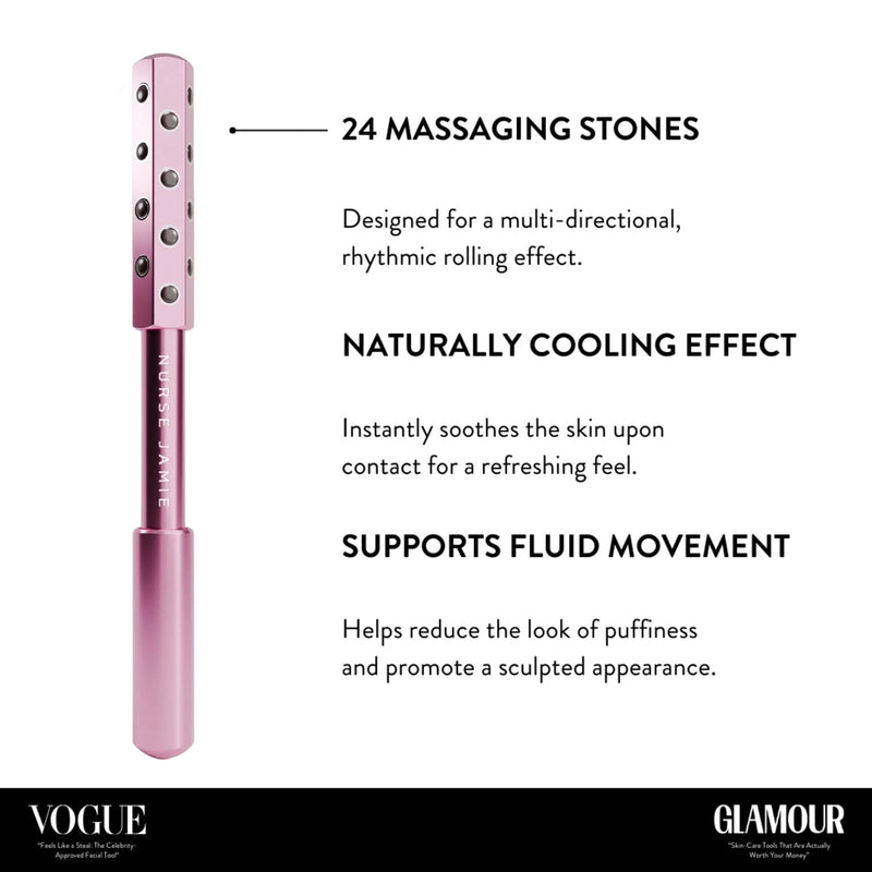 Nurse Jamie Uplift Facial Massaging Beauty Roller - Facial Massager with 24 Stones for Sculpting, Firming & Reducing Puffiness Rose Gold