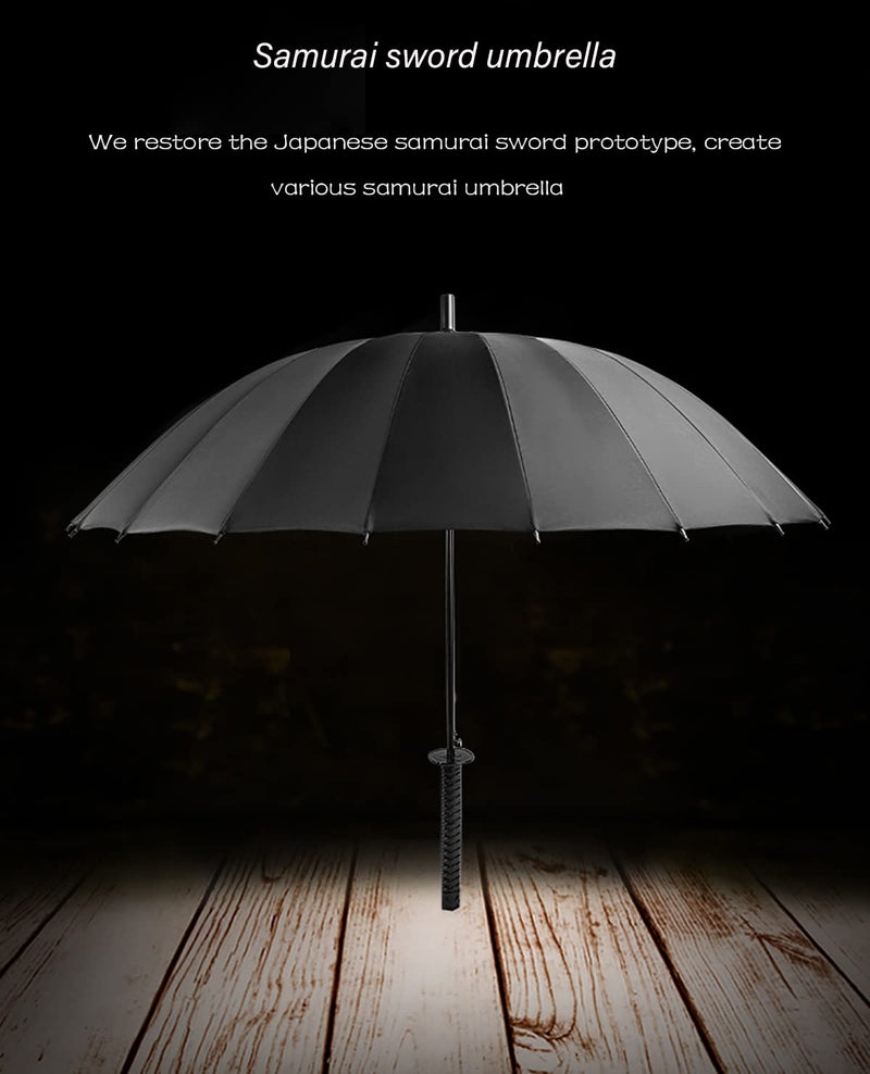 Samurai Umbrella Umbrella Creative Semi-Automatic Samurai Umbrella,Windproof Outdoor Umbrella.Sun Protection Umbrella Black.The Best Creative Gift. 24 bone