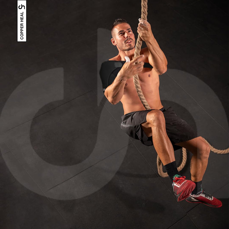 COPPER HEAL – Shoulder Adjustable Clamp Compression Sleeve for Men Women's Support, for Better Back Posture Arm Right & Left Pain Rotator Neck with Stability Sports Pad Gym Ice Strap