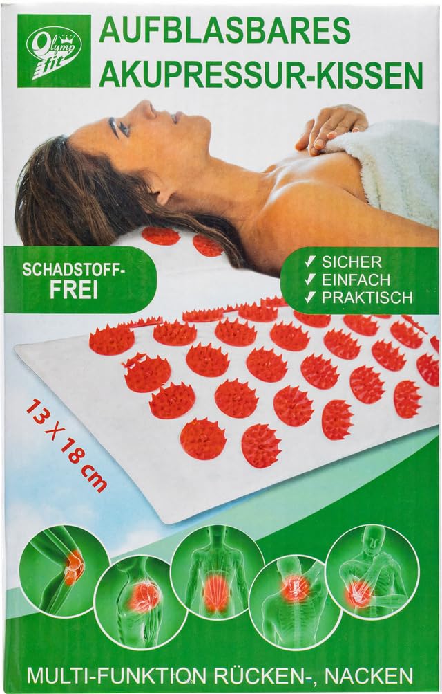 [Australia] - Premium German-Quality Multi-Functional Acupressure Pillow for Neck, Back, Shoulder, Knee & Elbow Pain Relief - 13x18cm Inflatable Kuznetsov Physical & Mental Activity Stimulator & Stress Reliever 