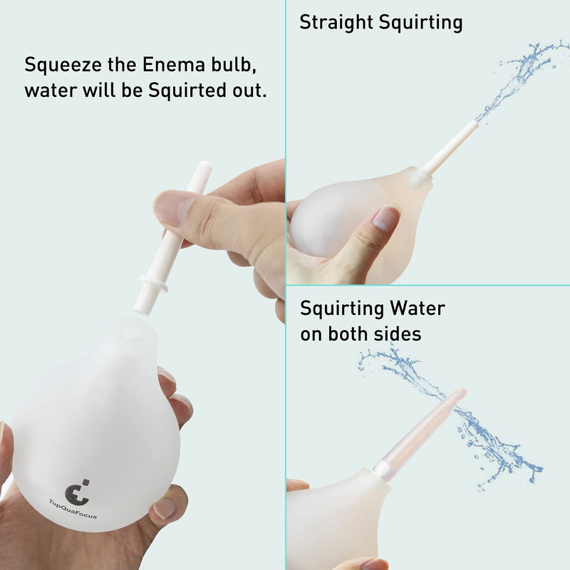 [Australia] - TopQuaFocus 8oz Enema Kit - Anal and Vaginal Douche for Men, Flushing System with Silicone Bulb and 4 Replaceable Tips (Transparent) 224ml-Clear 