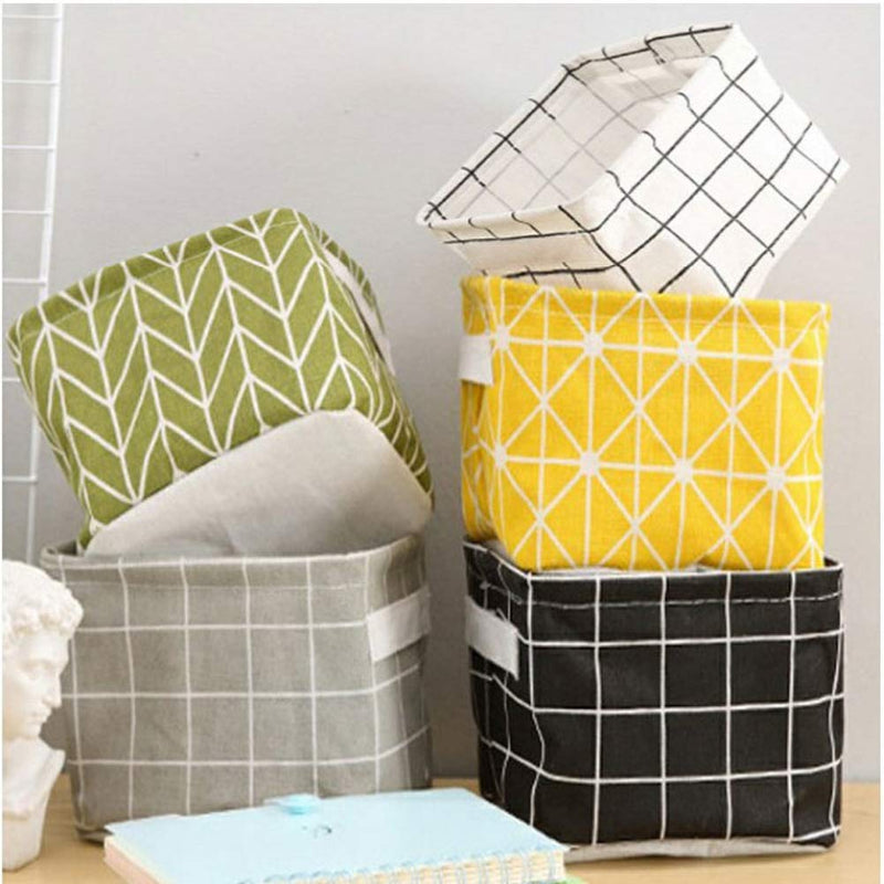 [Australia] - Mini Storage Basket（Pack of 5）- Blend Storage Bins for Makeup, Book, Baby Toy,8x6x5.5 inch Home Decor Canvas Organizers Bag 8x6.3x5.1 inch 