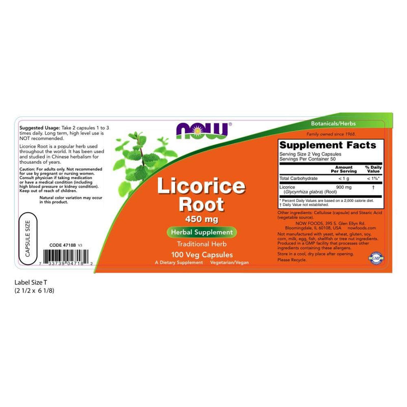 NOW Foods, LICORICE ROOT 450mg 100 CAPS