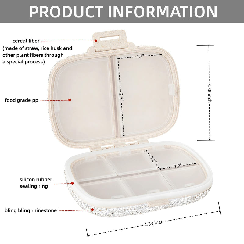 Cute Pill Organizer Small Bling Pill Case for Purse Medicine Vitamin Container Holder Daily Pill Box Container for Women Travel Medicine Kit(Green) Green【limited Edition】