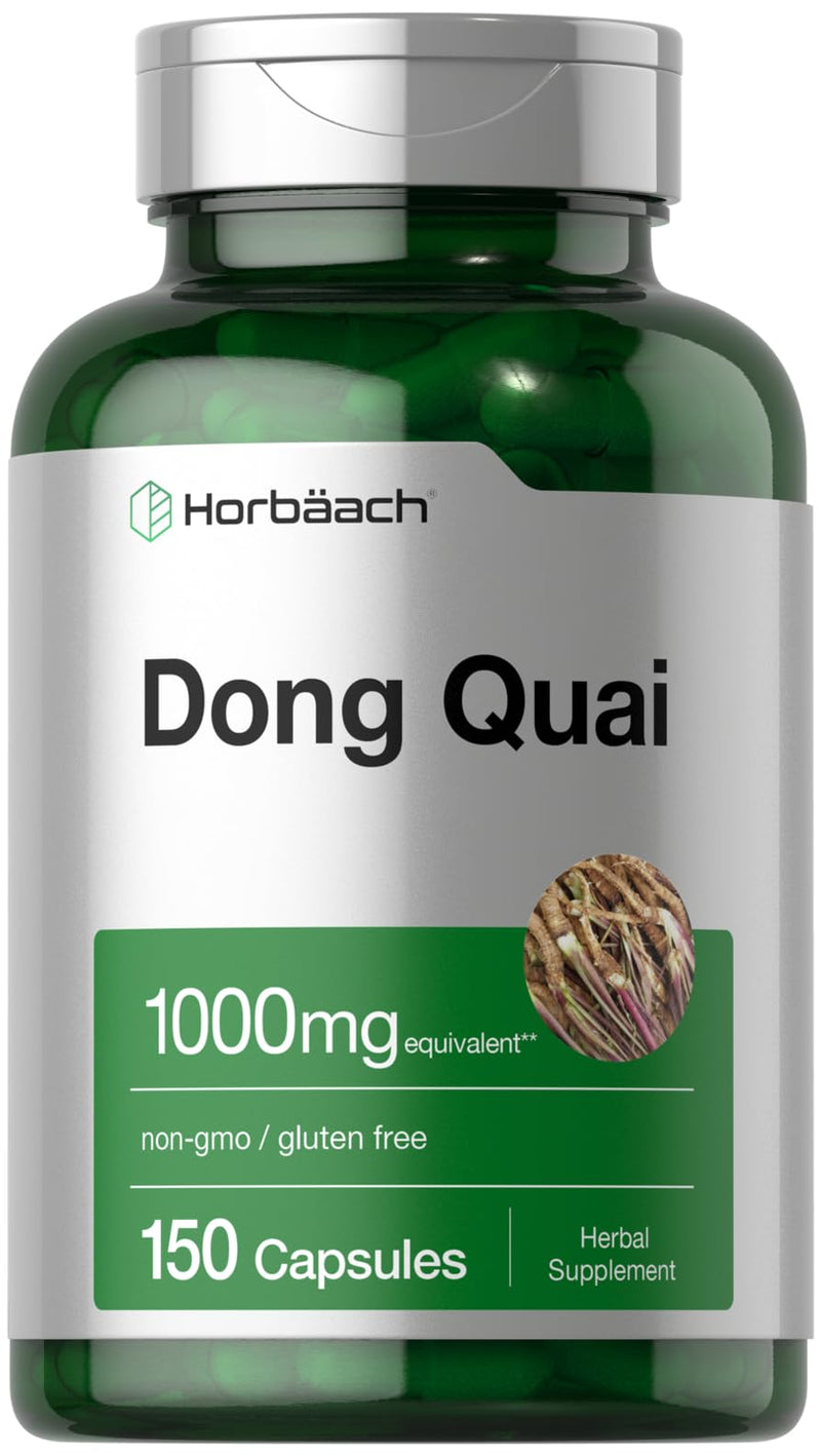 Horbäach Dong Quai Capsules | 1000mg | 150 Count | Non-GMO and Gluten Free Supplement | Traditional Herb