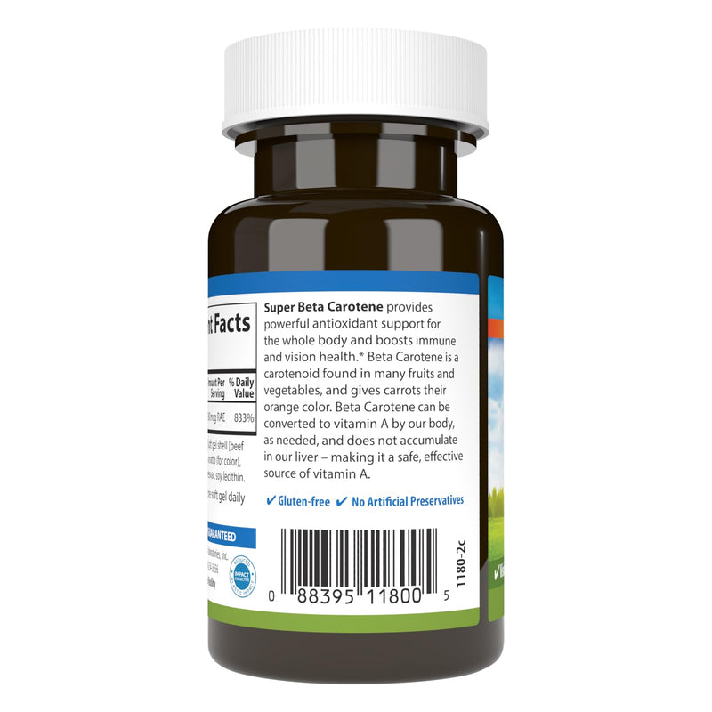 [Australia] - Carlson - Super Beta Carotene, 25000 IU (15 mg), Vitamin A as Beta Carotene, Bioavailable and Bioactive Form, Vision Health, Healthy Skin, 50 Softgels 