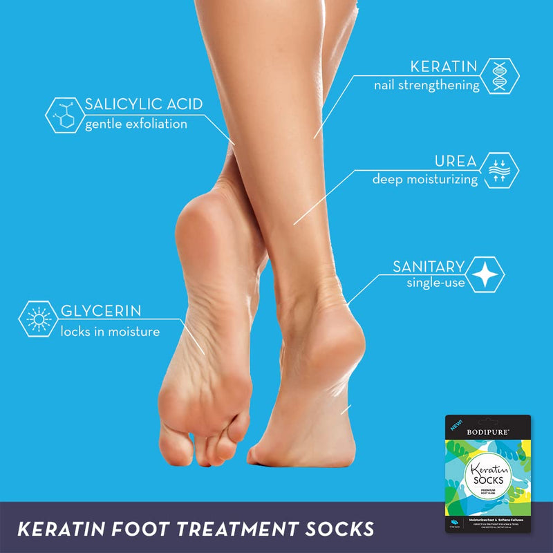 [Australia] - Bodipure Premium Foot Mask Keratin Socks | At Home Spa Moisturizer Socks for Dry Cracked Feet, Callus & Heel Softening | Easy-to-Use Pedicure Foot Repair | Chemical-free Feet Treatment | 12 Pairs 1 Count (Pack of 12) 