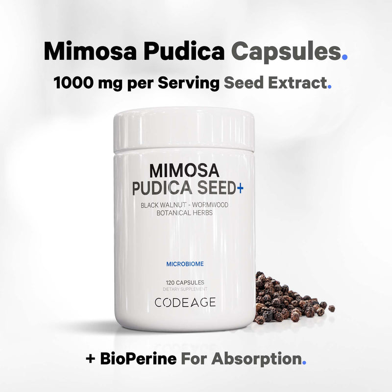 [Australia] - Codeage Organic Mimosa Pudica Seed Capsules - Mimosa Pudica Seeds Supplement - Black Walnut, Cloves, Vidanga, Neem, BioPerine - All in One - Sensitive Plant Pills - Non-GMO & Vegan - 120 Capsules 1 